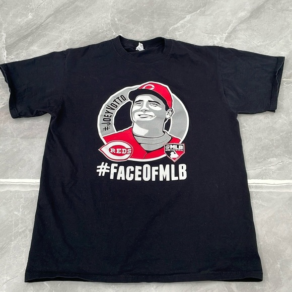 Jerzees Tops - Unisex Cincinnati Reds Joey Votto Face of MLB Baseball Short Sleeve Cotton Shirt